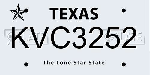 KVC3252 Texas License Plate