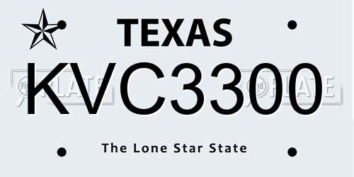 KVC3300 Texas License Plate
