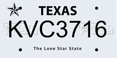 KVC3716 Texas License Plate