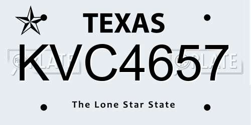 KVC4657 Texas License Plate
