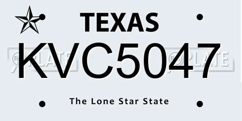 KVC5047 Texas License Plate