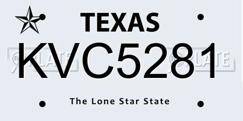 KVC5281 Texas License Plate