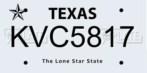 KVC5817 Texas License Plate