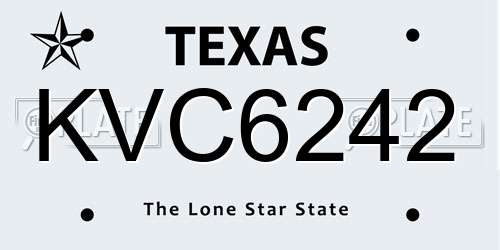 KVC6242 Texas License Plate
