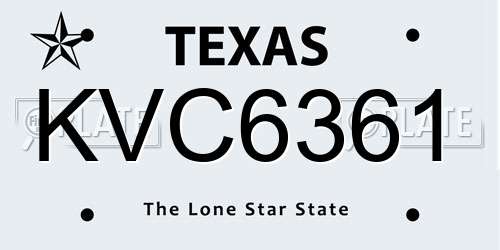 KVC6361 Texas License Plate