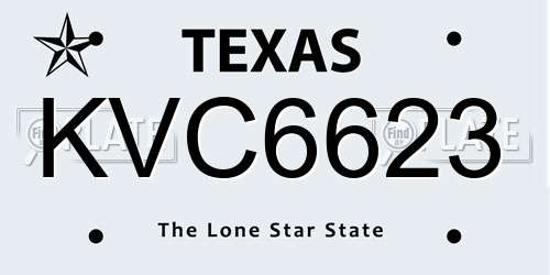 KVC6623 Texas License Plate