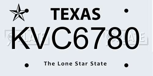 KVC6780 Texas License Plate