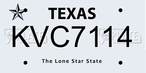 KVC7114 Texas License Plate