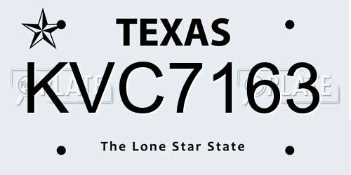 KVC7163 Texas License Plate
