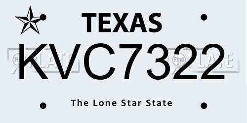 KVC7322 Texas License Plate