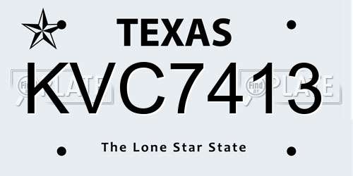 KVC7413 Texas License Plate