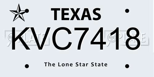 KVC7418 Texas License Plate