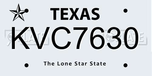 KVC7630 Texas License Plate
