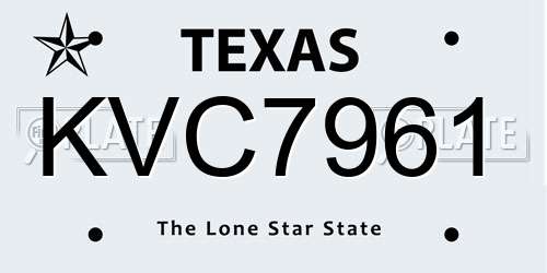 KVC7961 Texas License Plate