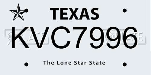 KVC7996 Texas License Plate