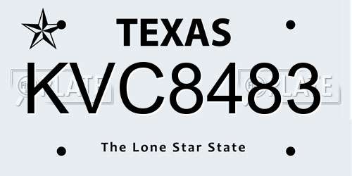 KVC8483 Texas License Plate
