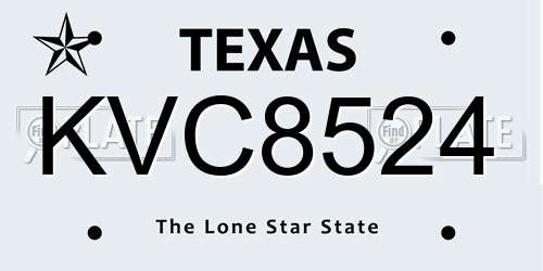 KVC8524 Texas License Plate
