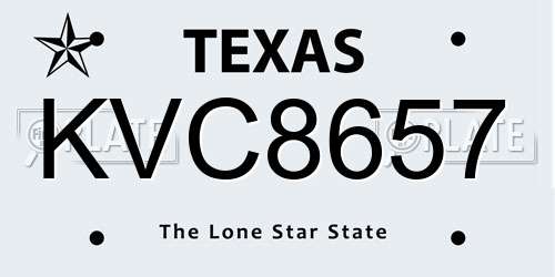 KVC8657 Texas License Plate