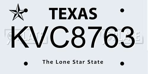 KVC8763 Texas License Plate
