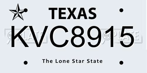 KVC8915 Texas License Plate
