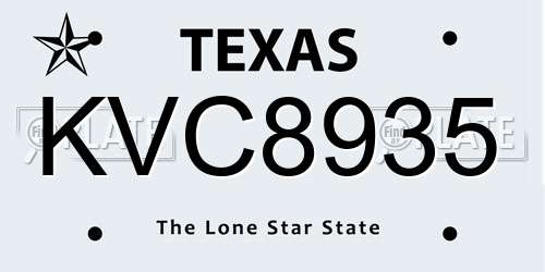 KVC8935 Texas License Plate