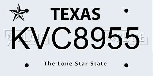 KVC8955 Texas License Plate