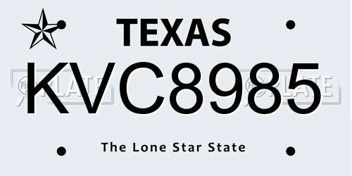KVC8985 Texas License Plate