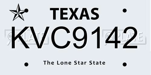KVC9142 Texas License Plate
