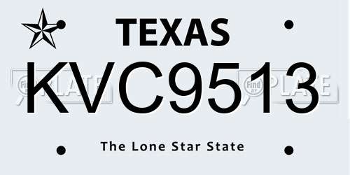 KVC9513 Texas License Plate