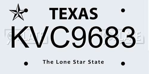 KVC9683 Texas License Plate