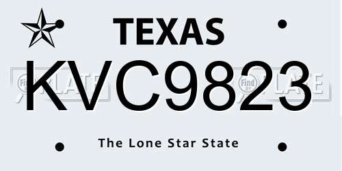 KVC9823 Texas License Plate