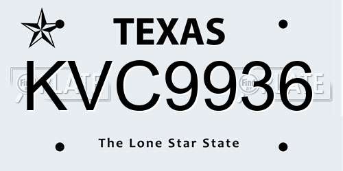 KVC9936 Texas License Plate
