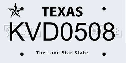 KVD0508 Texas License Plate