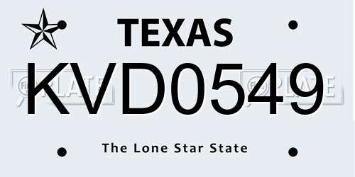 KVD0549 Texas License Plate