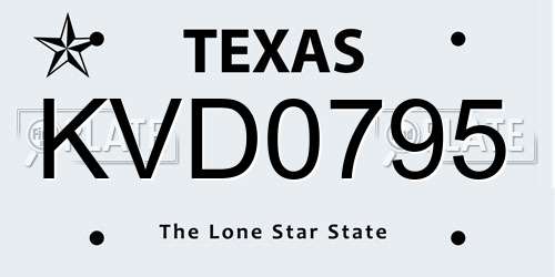 KVD0795 Texas License Plate