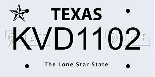 KVD1102 Texas License Plate