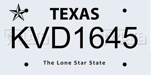 KVD1645 Texas License Plate