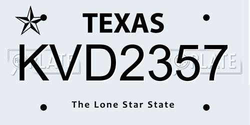 KVD2357 Texas License Plate