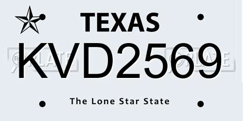 KVD2569 Texas License Plate