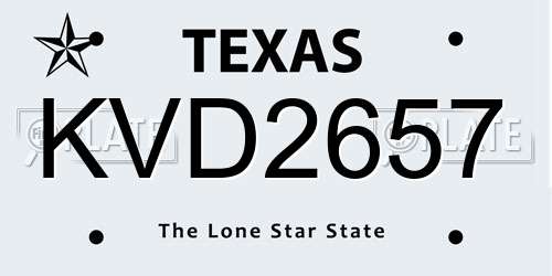 KVD2657 Texas License Plate