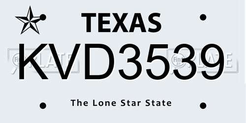 KVD3539 Texas License Plate