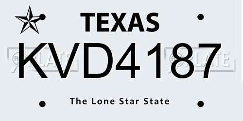 KVD4187 Texas License Plate