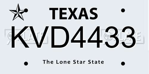 KVD4433 Texas License Plate