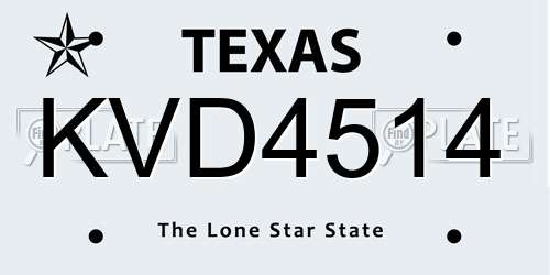 KVD4514 Texas License Plate