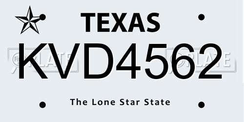 KVD4562 Texas License Plate