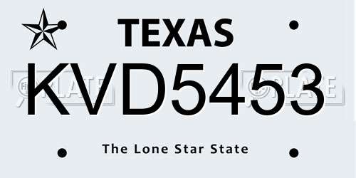 KVD5453 Texas License Plate