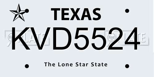 KVD5524 Texas License Plate