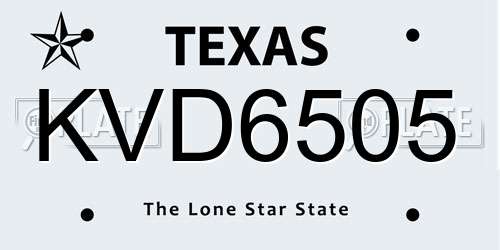 KVD6505 Texas License Plate