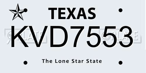 KVD7553 Texas License Plate