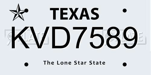 KVD7589 Texas License Plate